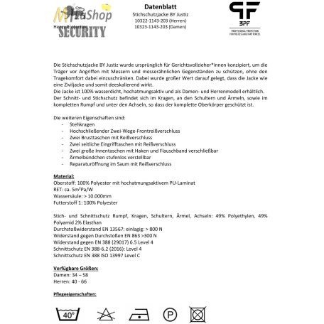 Henry Protection szúrás és vágásálló kabát férfiaknak - több méretben