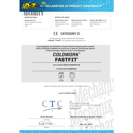 Mechanix Tactical ColdWork™ FastFit®  téli taktikai védőkesztyű - fekete színben