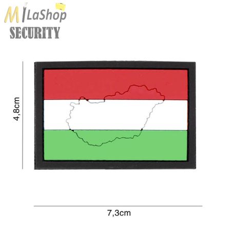 PVC patch, felvarró - tépőzáras - Magyar zászló / Hungary flag - kontúros