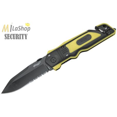 Walther Emergency Rescue Knife - mentőkés - hevedervágóval és üvegtörővel - sárga