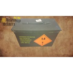   Mil-tec US fém lőszer doboz cal. 50/5.56, használt, - Belső: 28 x 14,5 x 17 cm