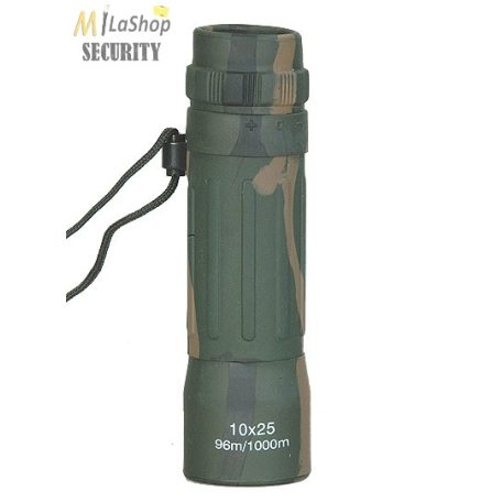 Egyszemes, gumírozott Monocular/távcső 10 x 25, tokkal -  terepszínű
