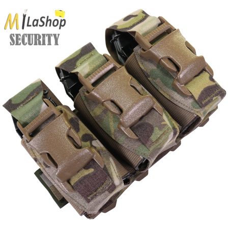 WAS (Warrior Assault Systems) lézervágott, tripla villanógránát/40 mm-es gránát tartó, IRR bevonattal - multicam színben 
