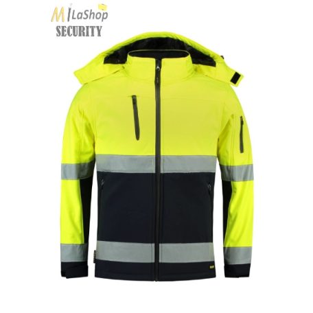 Jólláthatósági Softshell kabát unisex, bicolor - fényvisszaverő csíkokkal