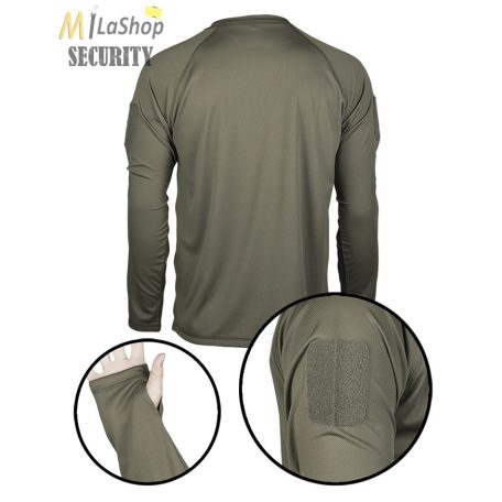 Mil-Tec Tactical Quick Dry, hosszú ujjú környakas póló - zöld színben